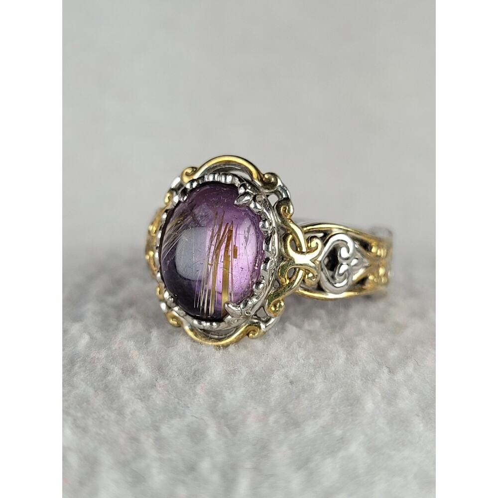 Sterling Silver NH michael valitutti gold Rutilated Amethyst Ring sz 8.25